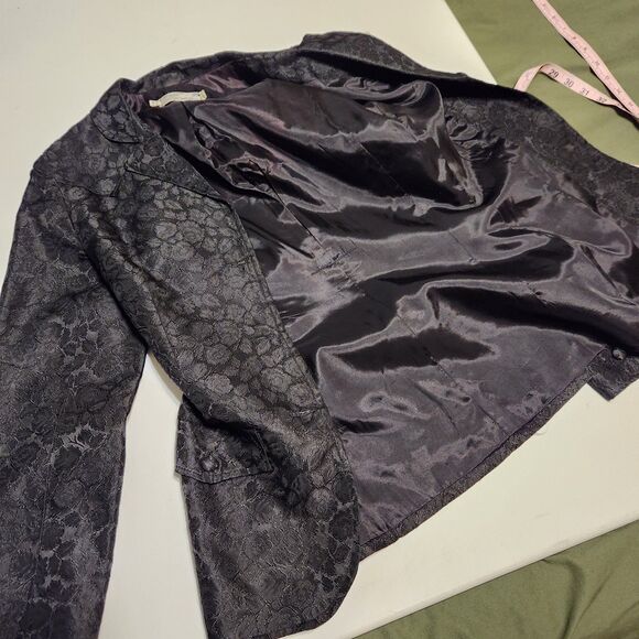 Rare Vintage 60s Panhandle slim Western Goth Punk Black Floral Brocade Blazer - Picture 9 of 15